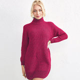 CLASSY HIGH-NECKED CHENILLE KNITTED SWEATER DRESS