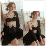 SEXY CHEST PAD ICE SILK SLING NIGHTDRESS ROBE SUIT