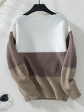 Contrast Color Button Casual Loose Sweater