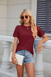 ROUND NECK LACE STITCHING SHORT SLEEVE T-SHIRT