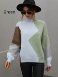 CLASSY LOOSE COLOR MATCHING ROUND NECK SWEATER PULLOVER