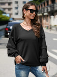 LOOSE LONG-SLEEVED V-NECK T-SHIRT