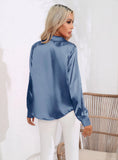 SUIT COLLAR SATIN LONG SLEEVE SHIRT