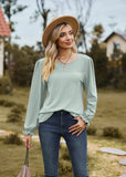 SPLICED ROUND NECK LONG SLEEVE T-SHIRT