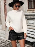 FASHION LOOSE NINE-POINT SLEEVE SOLID COLOR SWEATER