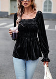 VELVET LONG SLEEVE SHIRT TOP