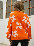 Printed Pullover Flower Sweater