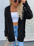 CLASSY LOOSE MEDIUM AND LONG TWISTED ROPE KNITTED CARDIGAN JACKET