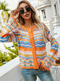 CLASSY WOMEN LOOSE RAINBOW STRIPED SWEATER