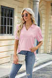 SOLID COLOR LAPEL LOOSE SHORT SLEEVE T-SHIRT