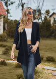 SOLID COLOR LOOSE LONG SLEEVE POCKET TOP