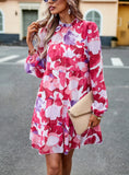 PRINTED LONG-SLEEVED SHORT DRESS