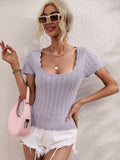 FASHION U-NECK CASUAL SOLID COLOR LOOSE ROUND NECK STITCHING SWEATER