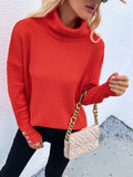 CLASSY SOLID COLOR HIGH NECK BUTTON SWEATER