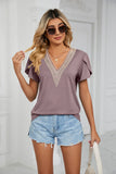 V-NECK SHORT SLEEVE SOLID COLOR T-SHIRT