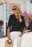 SOLID COLOR V-NECK CHIFFON SHIRT