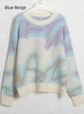 CLASSY FASHION CONTRAST COLOR PULLOVER SWEATER