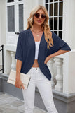SOLID COLOR MEDIUM SLEEVE KNITTED JACKET