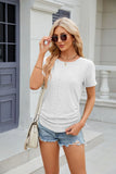 SOLID COLOR ROUND NECK LOOSE SHORT SLEEVE T-SHIRT