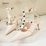 SHALLOW-MOUTH POINTED METAL RIVET HOLLOW SHOES