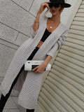 FASHION LONG CARDIGAN SOLID COLOR KNITTED SWEATER