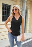 SOLID COLOR V-NECK BUTTON SLEEVELESS VEST