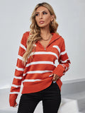 CLASSY HIGH NECK STRIPED LONG SLEEVE ZIPPER SWEATER