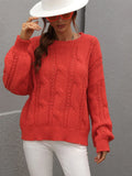 FASHION TWISTED ROPE SOLID COLOR LOOSE ROUND NECK SWEATER