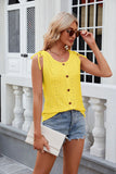 SOLID COLOR ROUND NECK BUTTON DRAWSTRING T-SHIRT