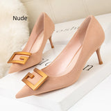 HEEL SUEDE POINTED HIGH-HEELED SHOES