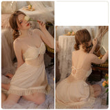 SEXY BACKLESS SATIN MESH SUSPENDER NIGHTDRESS