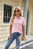 SOLID COLOR LAPEL POCKET SHORT SLEEVE T-SHIRT