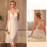 FASHION ICE SATIN SUSPENDER LACE NIGHTGOWN