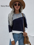 FASHION LOOSE ROUND NECK STRIPED SWEATER