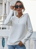 CLASSY LEISURE HOODED PULLOVER SINGLE-BREASTED SWEATER