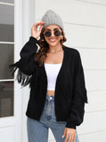 Short Knit Cardigan Fringed Sweater