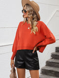 FASHION ROUND NECK SOLID COLOR LOOSE PULLOVER SWEATER