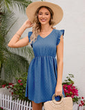 WOODEN EAR V-NECK HOLIDAY CASUAL DRESS