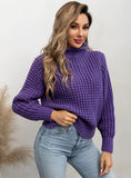FASHION HIGH-NECKED PULLOVER LOOSE SOLID COLOR SWEATER