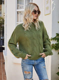 CASUAL SOLID COLOR TWISTED SEMI-TURTLE SWEATER