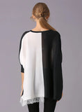 FASHION ROUND BECK BAT SLEEVE TASSEL TOP