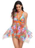 SEXY HALTER PRINT ONE-PIECE SWIMSUIT
