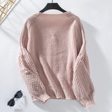 Solid Color Button Loose Lantern Sleeve Sweater Coat