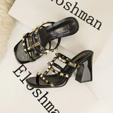 SQUARE TOE SLIPPERS POINTED RIVET SLIPPERS