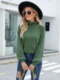 CLASSY LONG SLEEVE KNIT LOOSE PULLOVER TURTLE NECK SWEATER