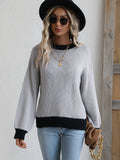 CLASSY KNITWEAR WOMEN'S SPLICED PULLOVER LOOSE SWEATER