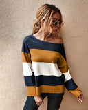 CLASSY WOMEN CONTRAST STRIPED SWEATER