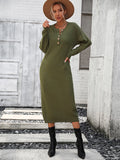 STYLISH WOMEN BUTTON LONG SWEATER DRESS