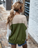 CLASSY CONTRASTING COLOR SWEATER TOP
