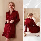 FASHION SEXY SILK LOTUS LEAF SLEEVE NIGHTGOWN